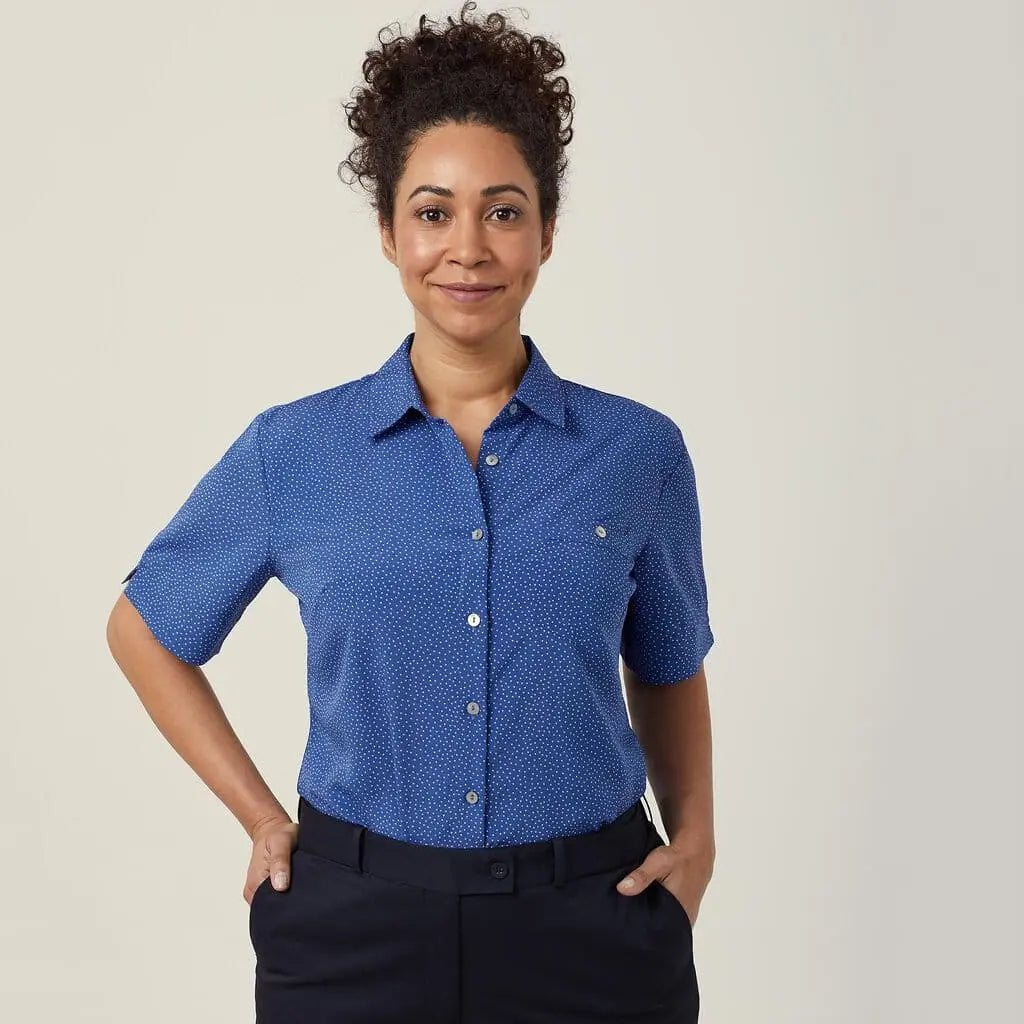 NNT Silvi Spot Print Short Sleeve Shirt CATU7H Metro Workwear.